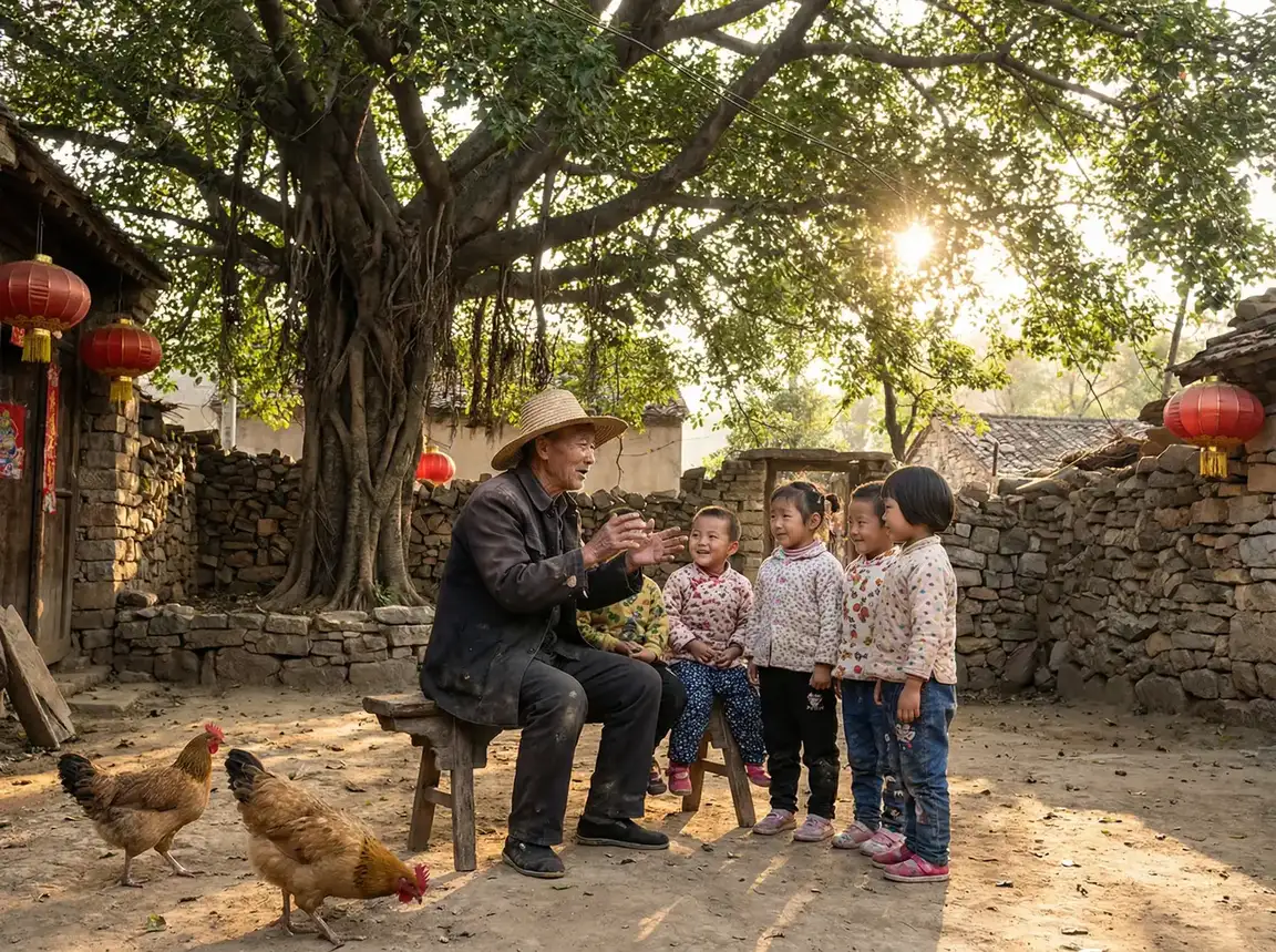 老人在大榕树下给孩子们讲故事 - 私密浏览器看片免费下载 乡村记忆
